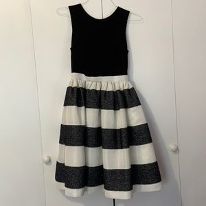 Calvin Klein fit and flare black and white knee length gown dress